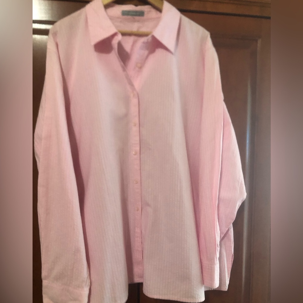 Foxcroft Light Pink Blouse Line Detain in Fabric Size 24W